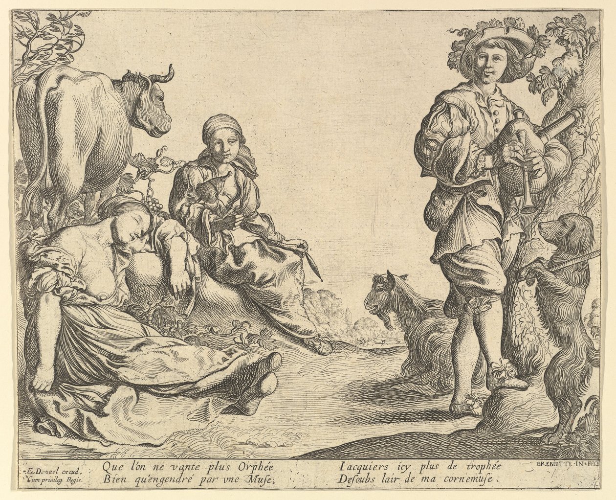 Sekkepipespiller, 1610-50. av Pierre Brebiette