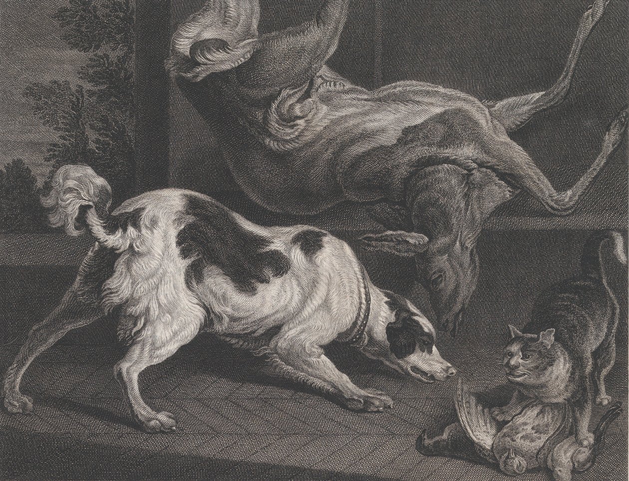 Hunder og stilleben, 1778 av Pierre Charles Canot