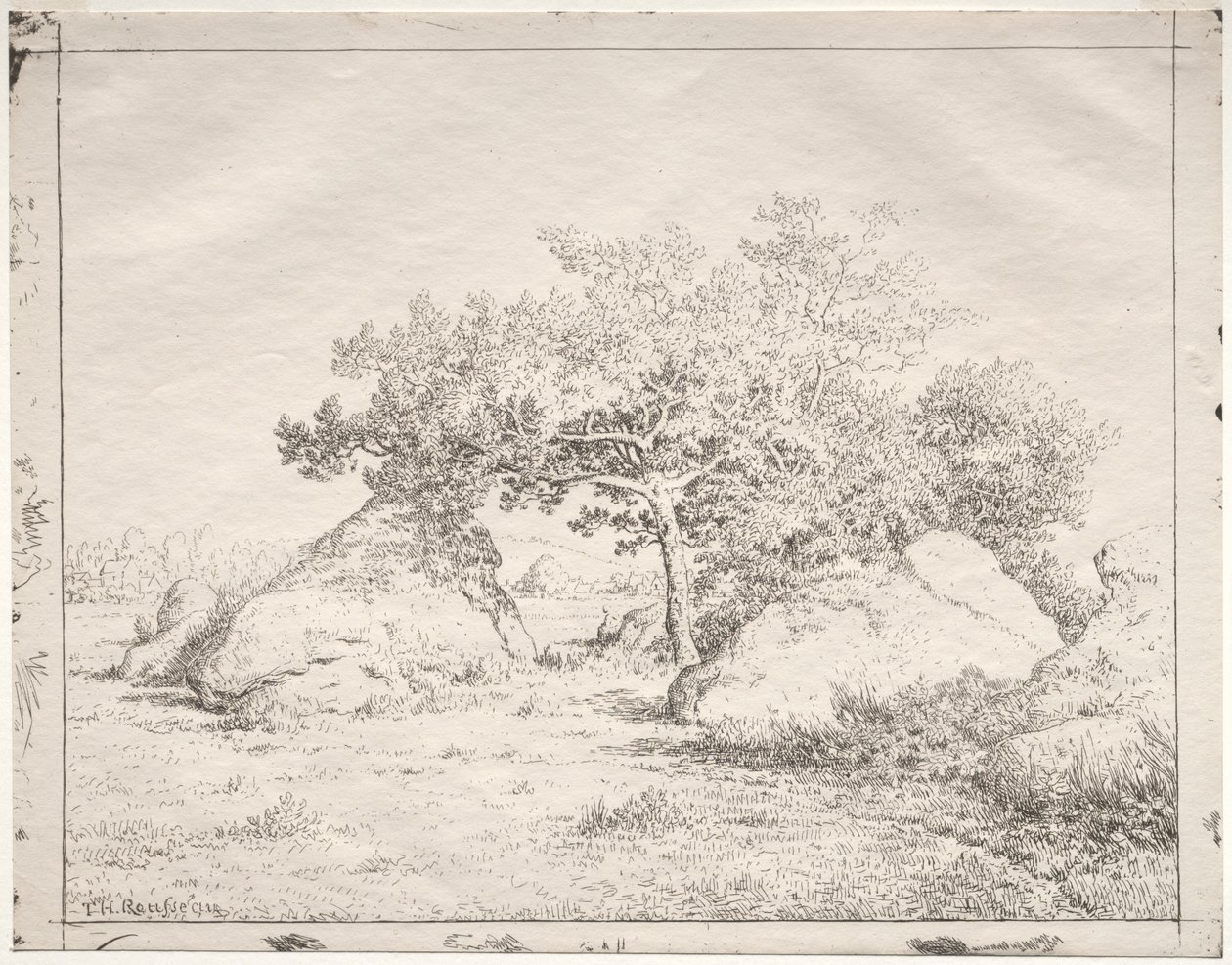 Kirsebærtre på Blau. av Pierre Etienne Theodore Rousseau