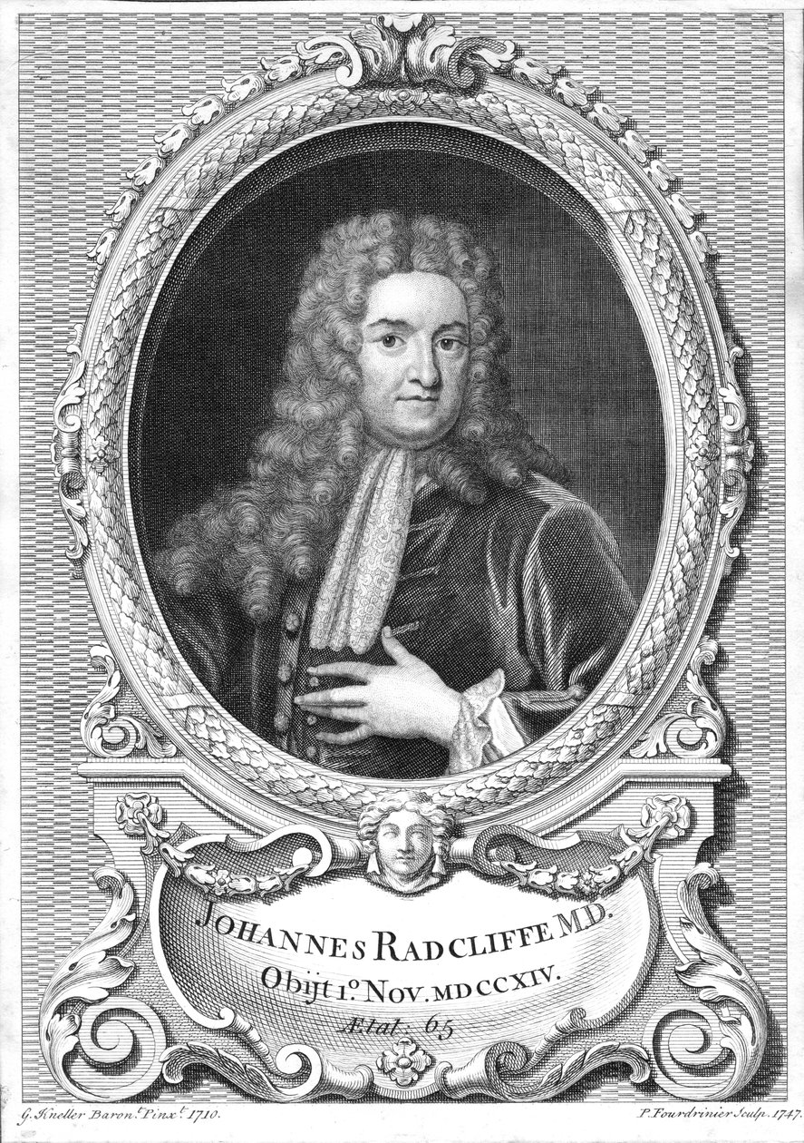 John Radcliffe, engelsk lege, 1747 av Pierre Fourdrinier