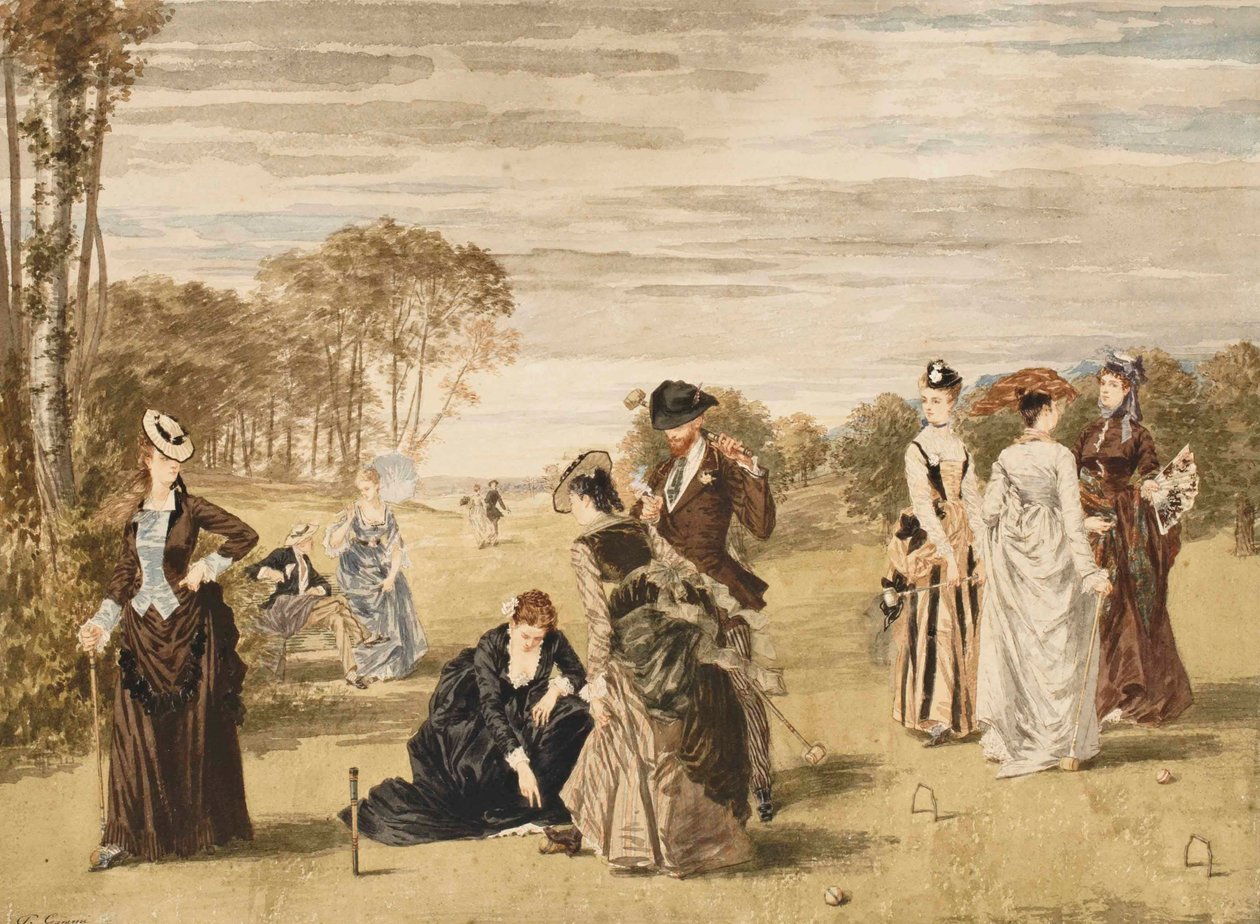 Krokketspillet, 1874. av Pierre Gavarni