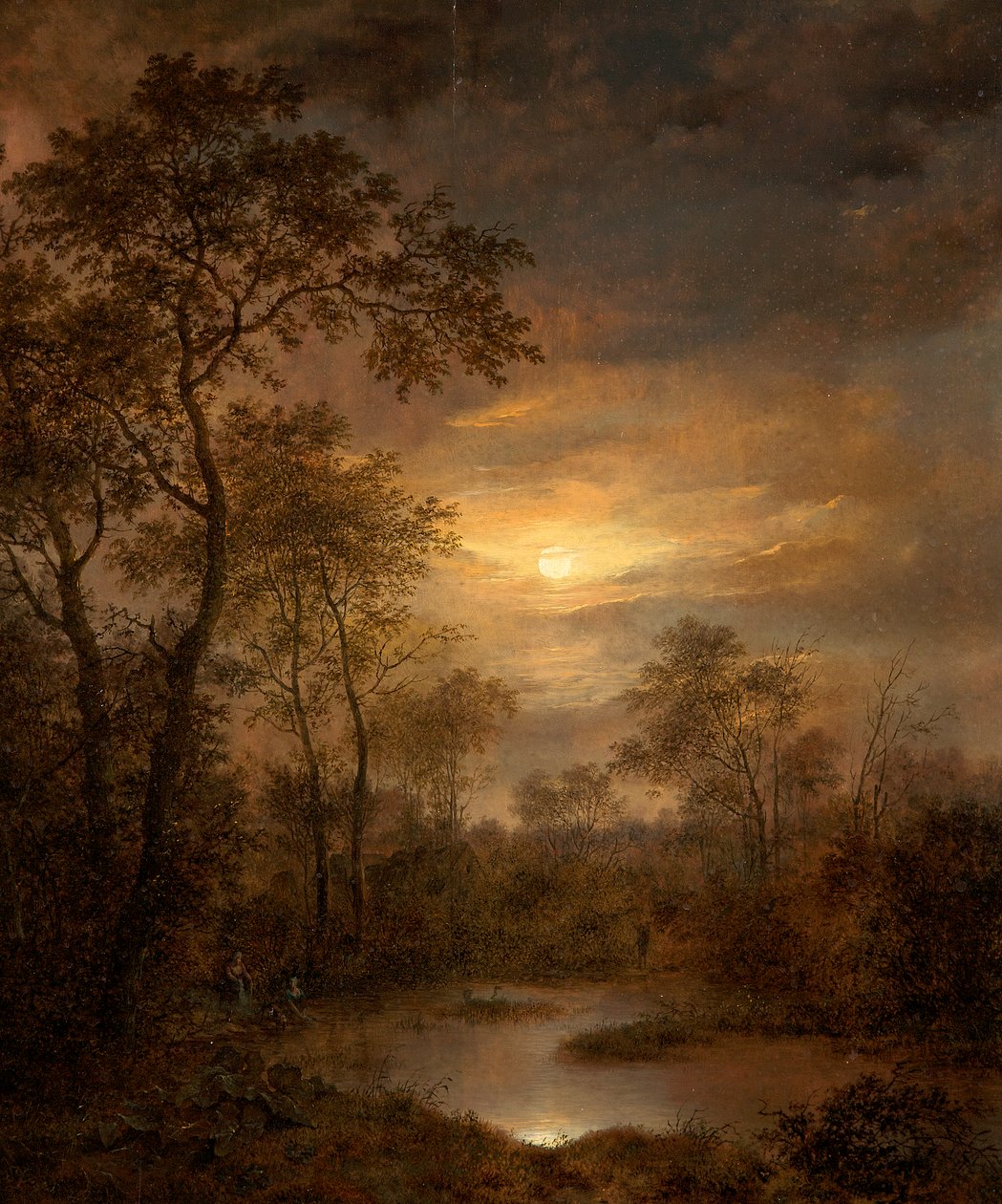 Moonlight Scene (maleri på panel) av Pierre Jean Hellemans