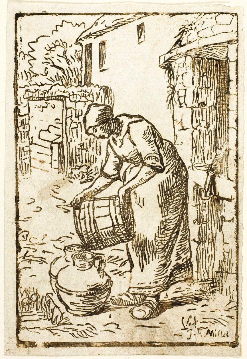 Kvinne som fyller vannkanner av Pierre Millet
