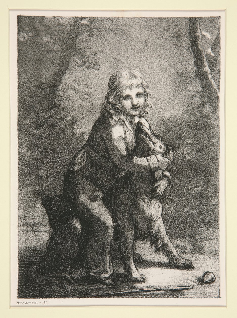 Uten tittel (Gutt med hund) av Pierre Paul Prud