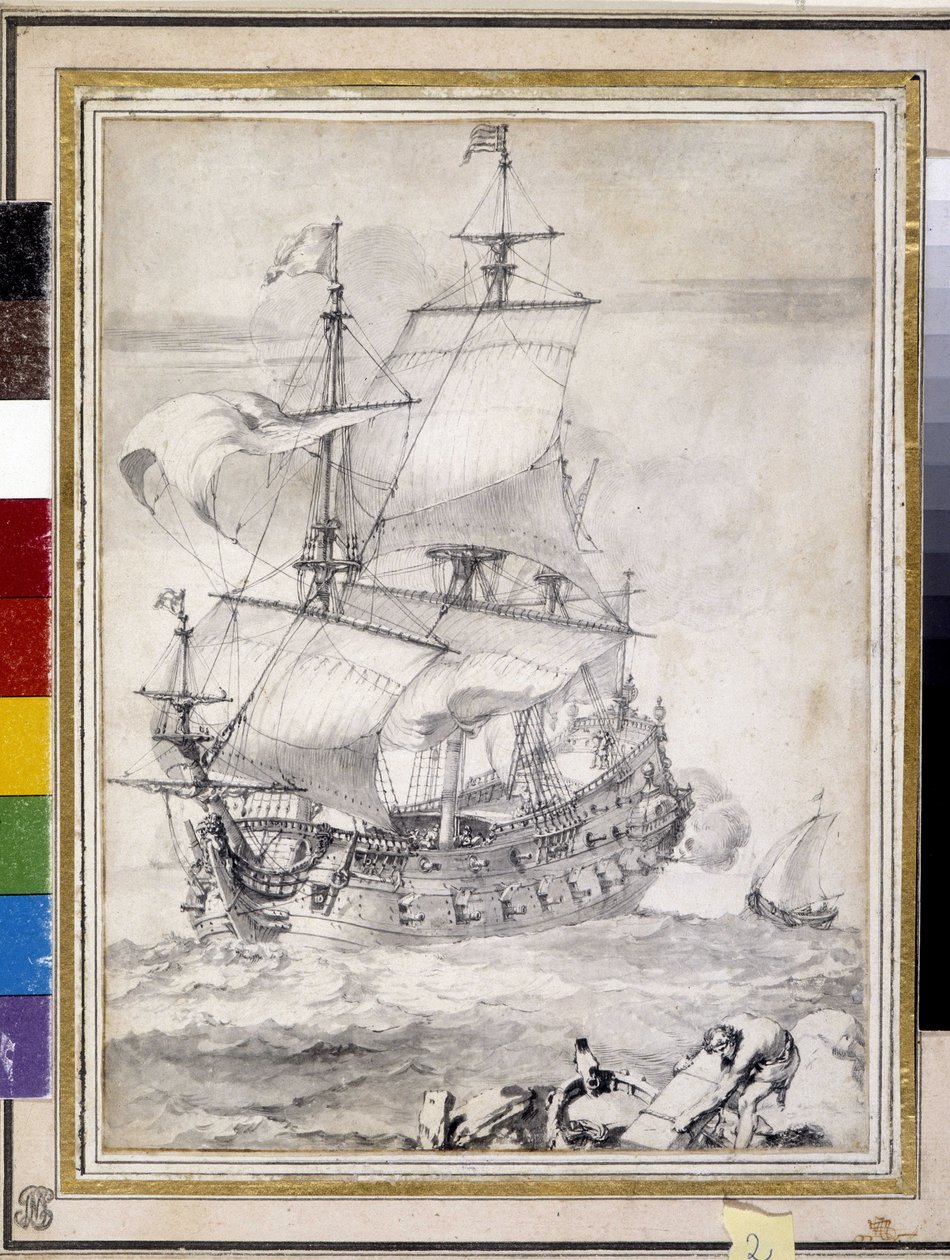 Skip til sjøs (tegning) av Pierre Puget