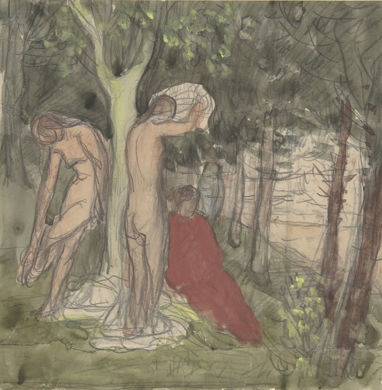 Badende, 1800-tallet. av Pierre Puvis de Chavannes