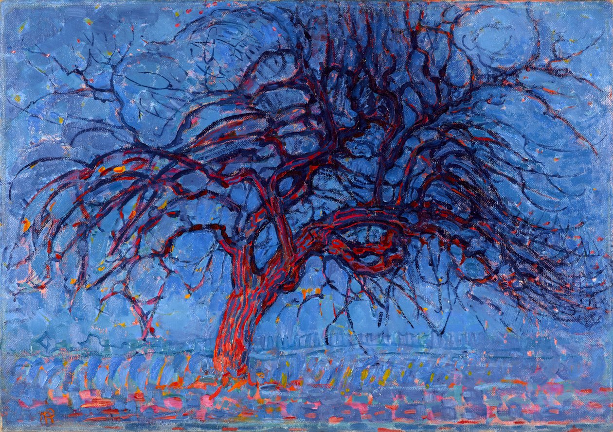Avond (kveld): Det røde treet, 1908-10 av Piet Mondrian