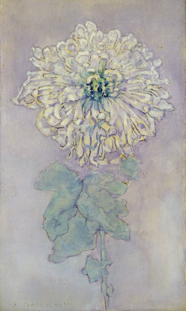 Krysantemum (wc på papir) av Piet Mondrian