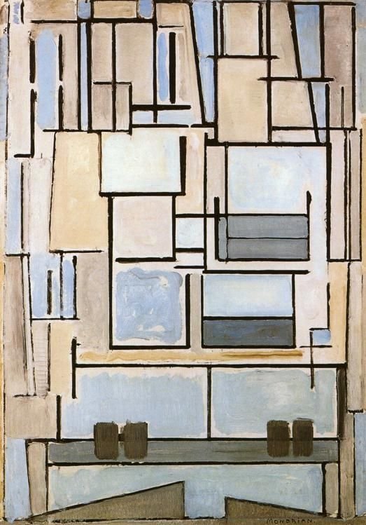 Sammensetning nr. 9 Blå fasade av Piet Mondrian