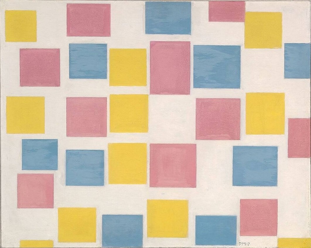 Sammensetning med fargefelt av Piet Mondrian