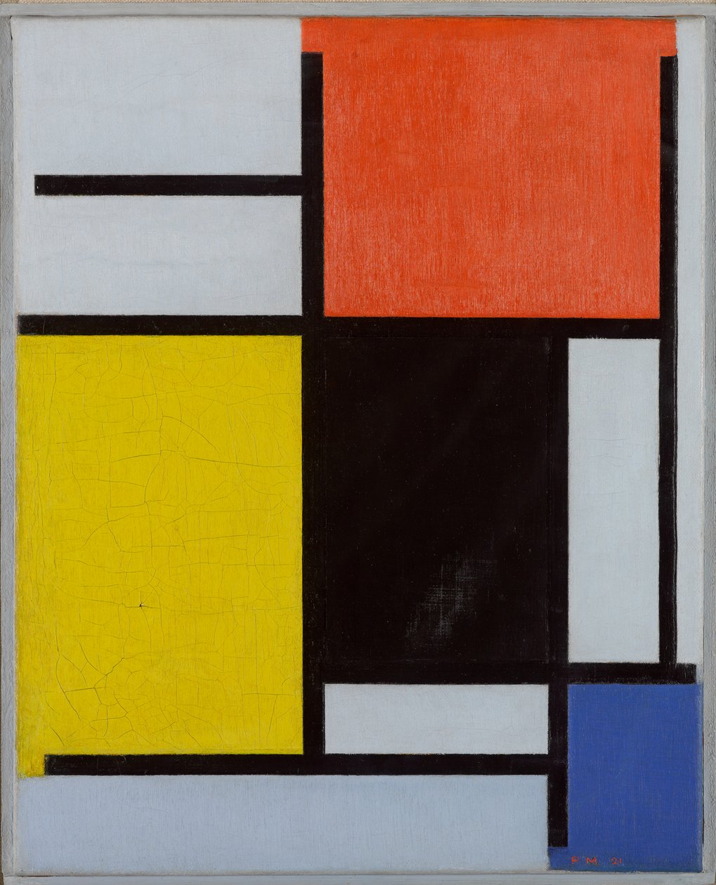 Komposisjon med rødt, gult, svart, blått og grått, 1921 av Piet Mondrian