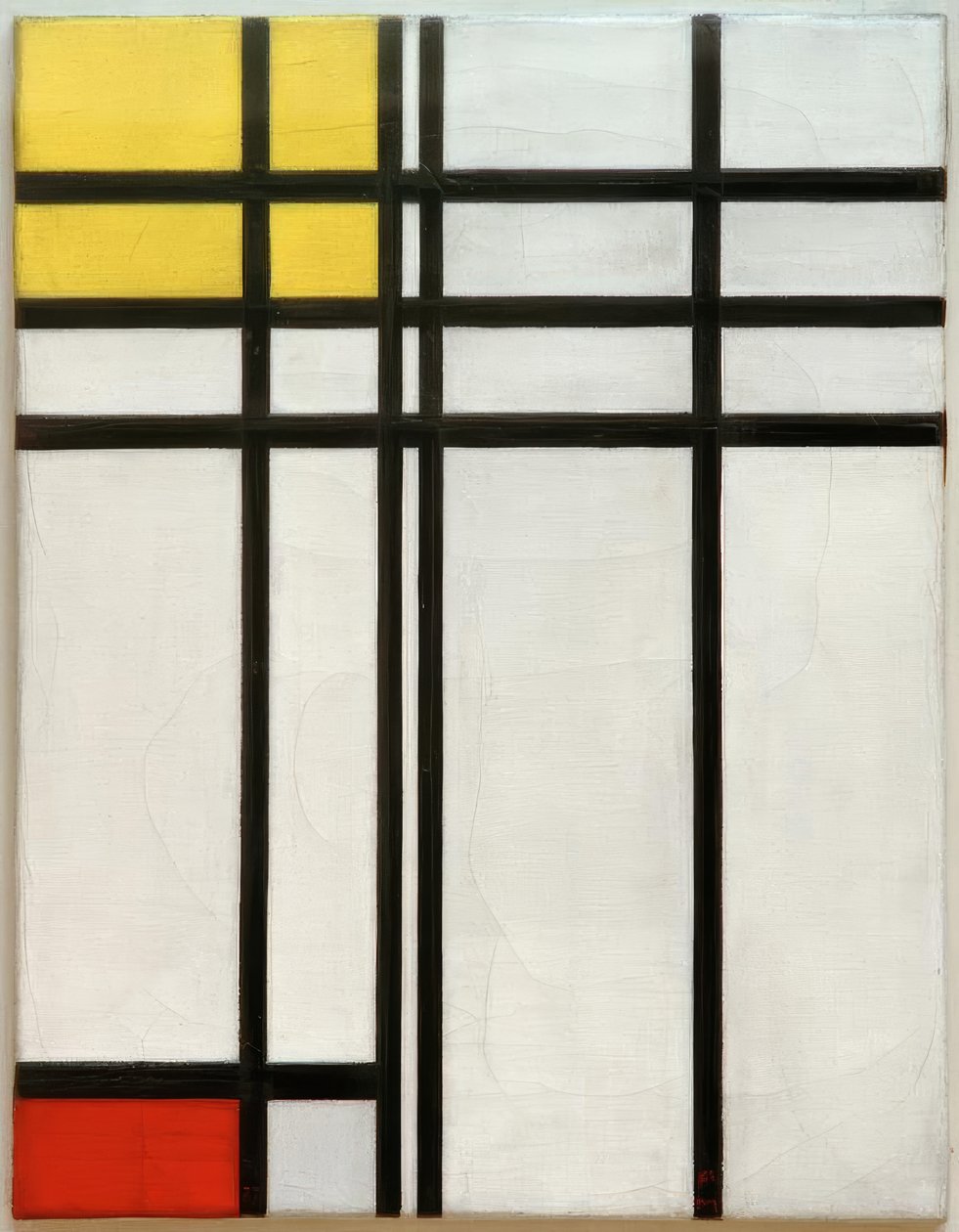 Nr. I: Motstand av linjer, rødt og gult av Piet Mondrian