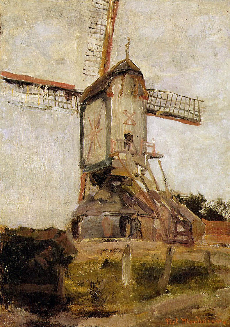 Post Mill på Heeswijk av Piet Mondrian