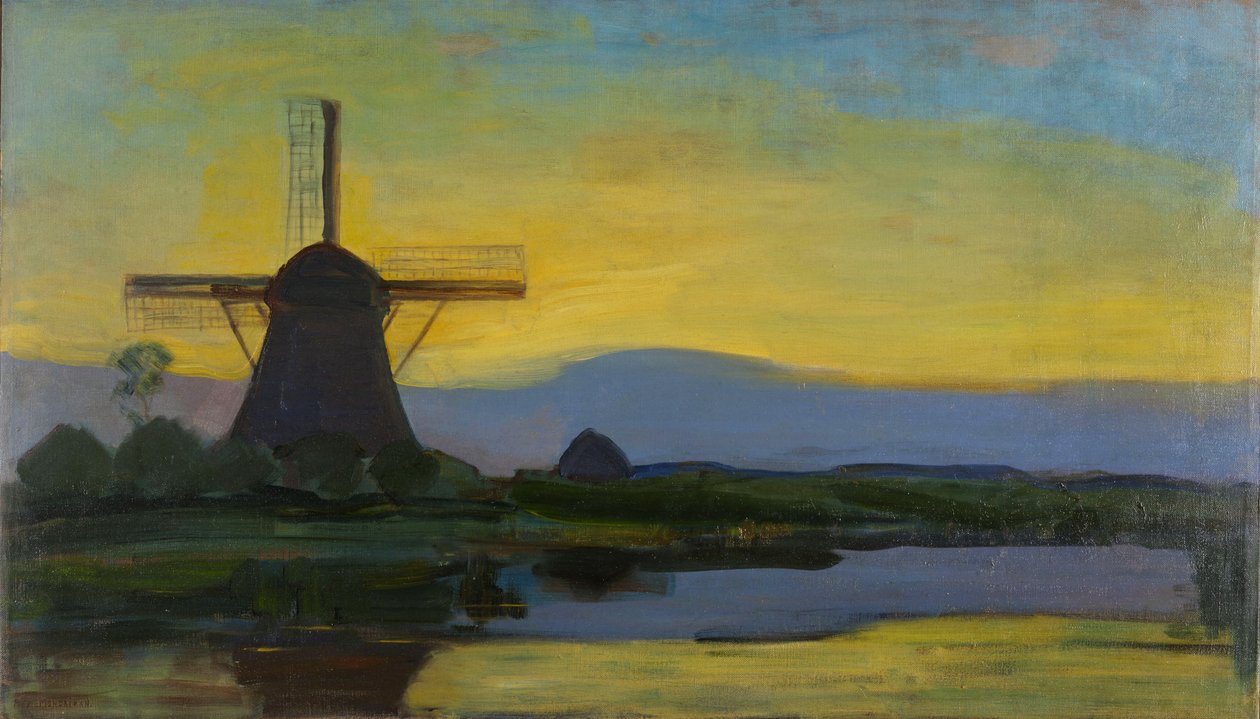 Oostzijdse Molen om natten av Piet Mondrian
