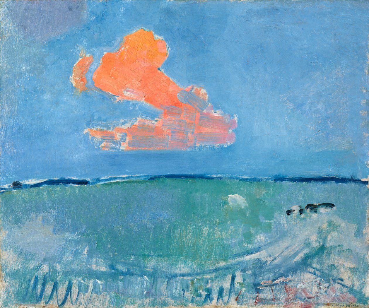 The Red Cloud, ca. 1907 (olje på papp) av Piet Mondrian