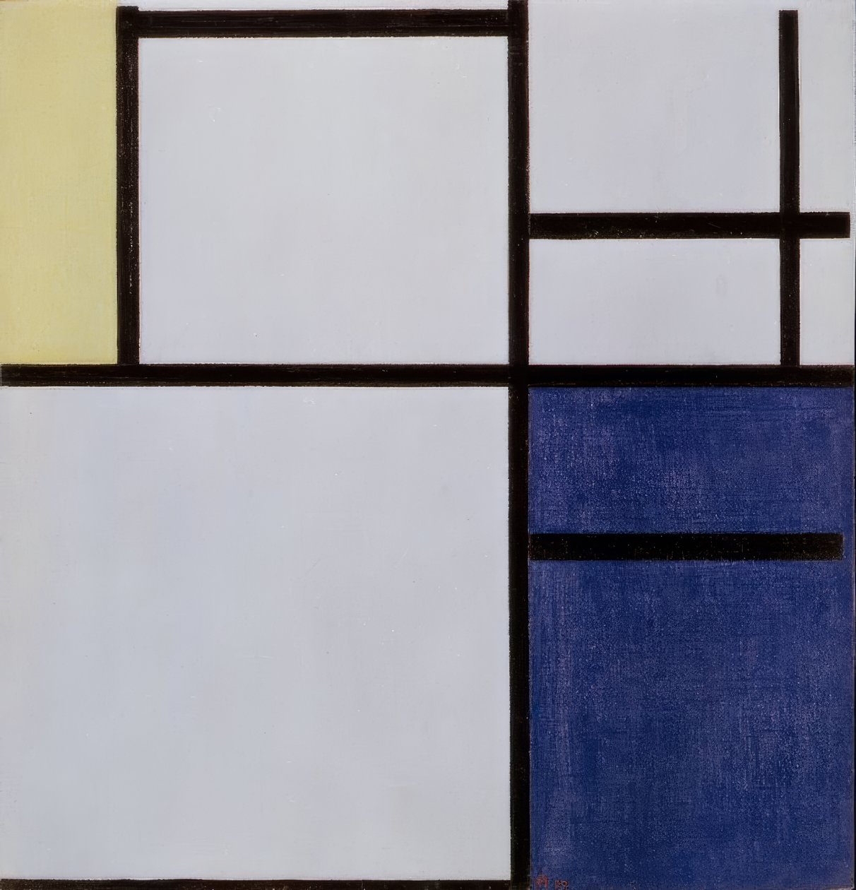 HVIT, GRÅ, GUL, BLÅ av Piet Mondrian