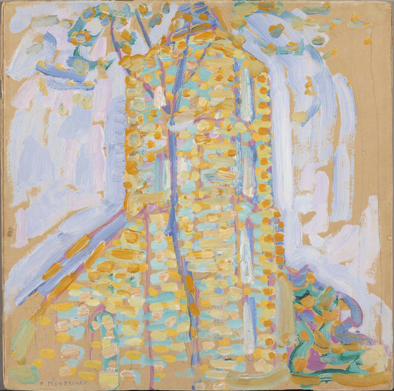 Kirke i Domburg med tre, 1909. av Piet Mondrian