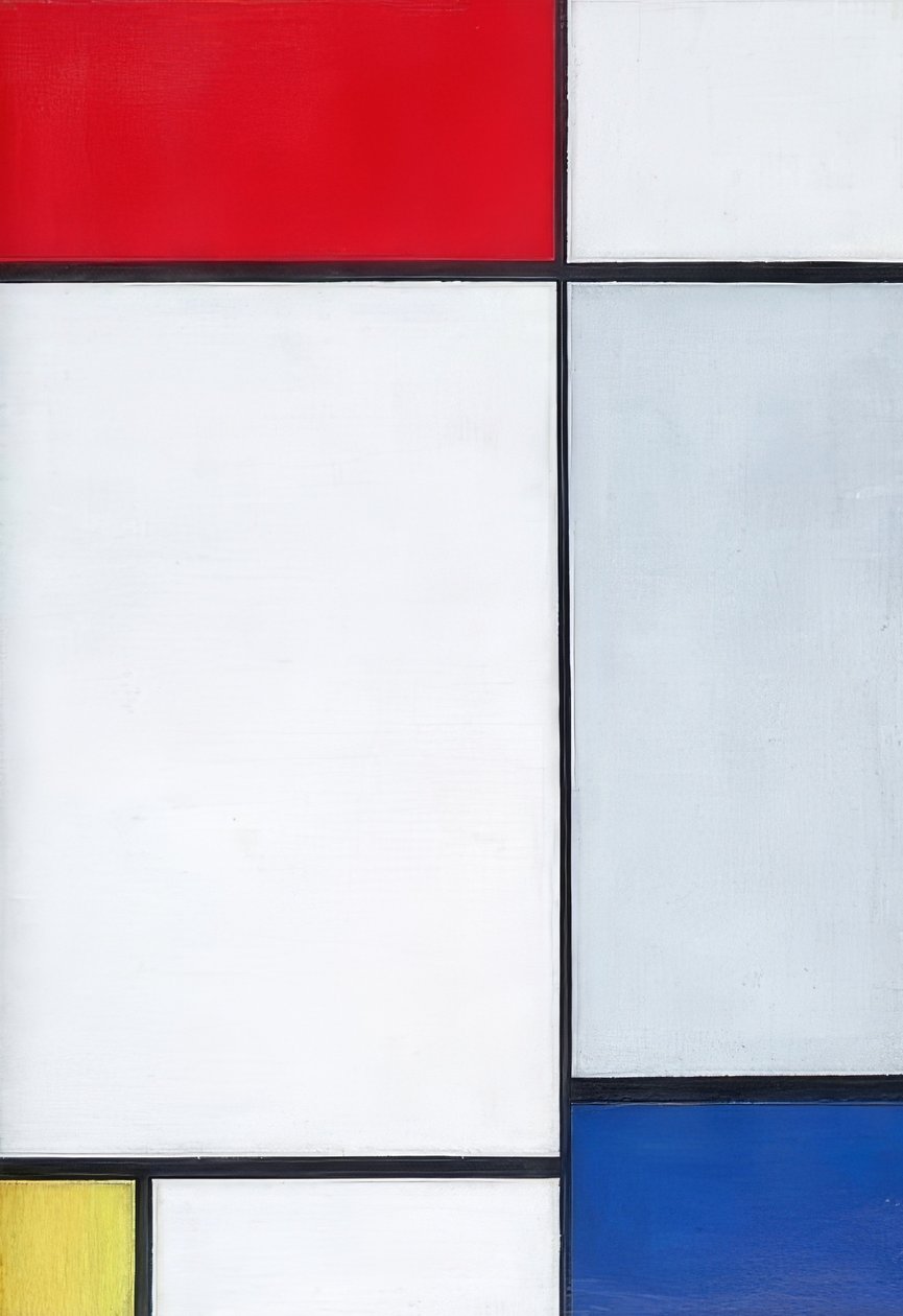 Komposisjon i rødt, gult og blått. 1927 av Piet Mondrian