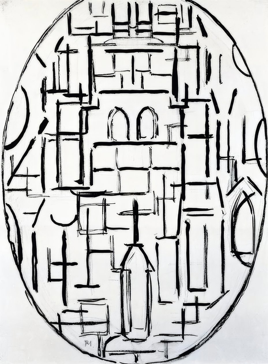 Piet Mondrian (1872–1944), kirke i Domburg, 1914. av Piet Mondrian