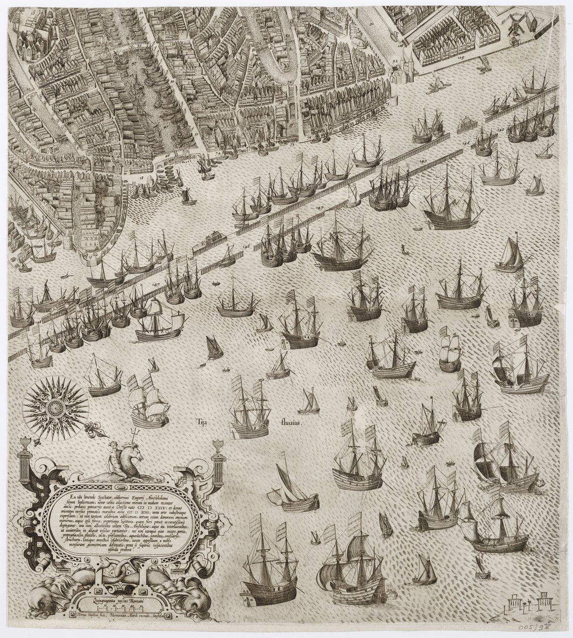 Amsterdam er hovedbyen i Holland, den mest berømte havnen i hele Europa Del 4 av et 4-delt kart over Amsterdam av Pieter Bast