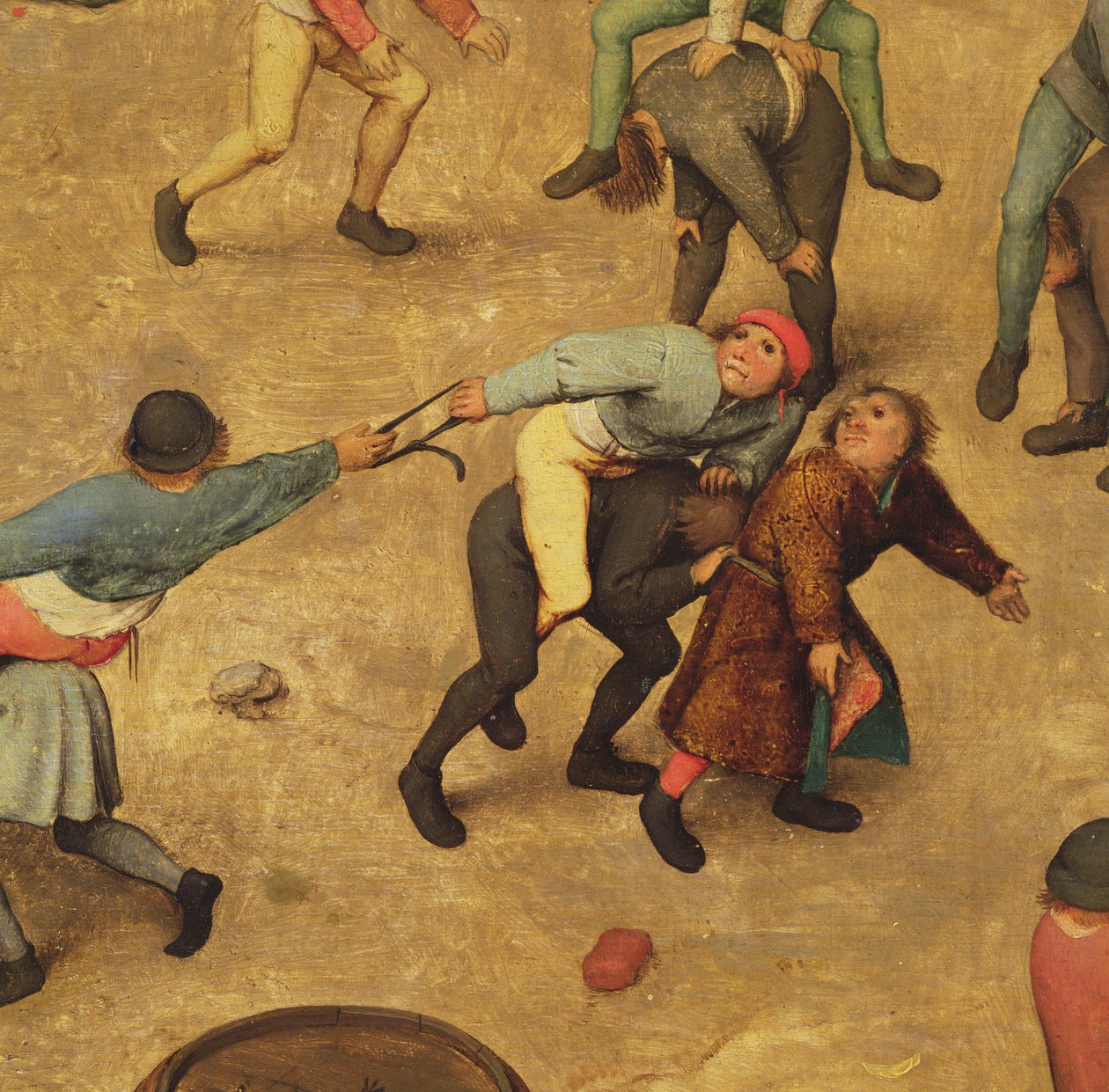 Barnespill (Kinderspiele): detalj av barn på piggy-back, 1560 (detalj av 68945) av Pieter Bruegel the Elder