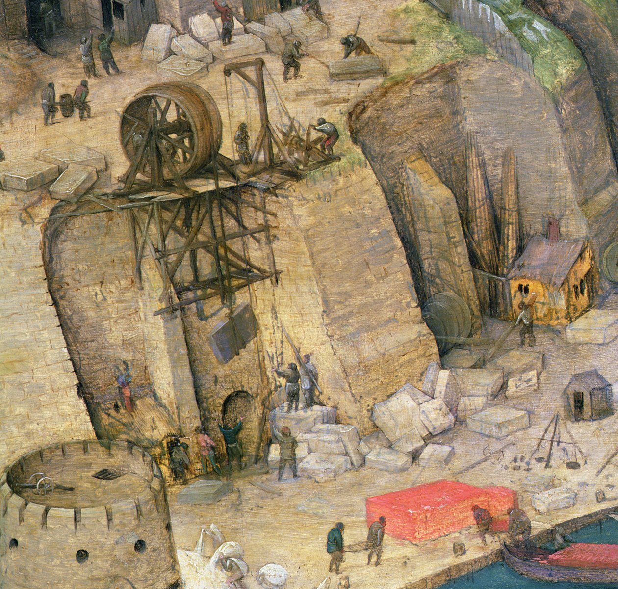 Babelstårnet, detalj av byggearbeidene, 1563 (detalj av 345) av Pieter Bruegel the Elder