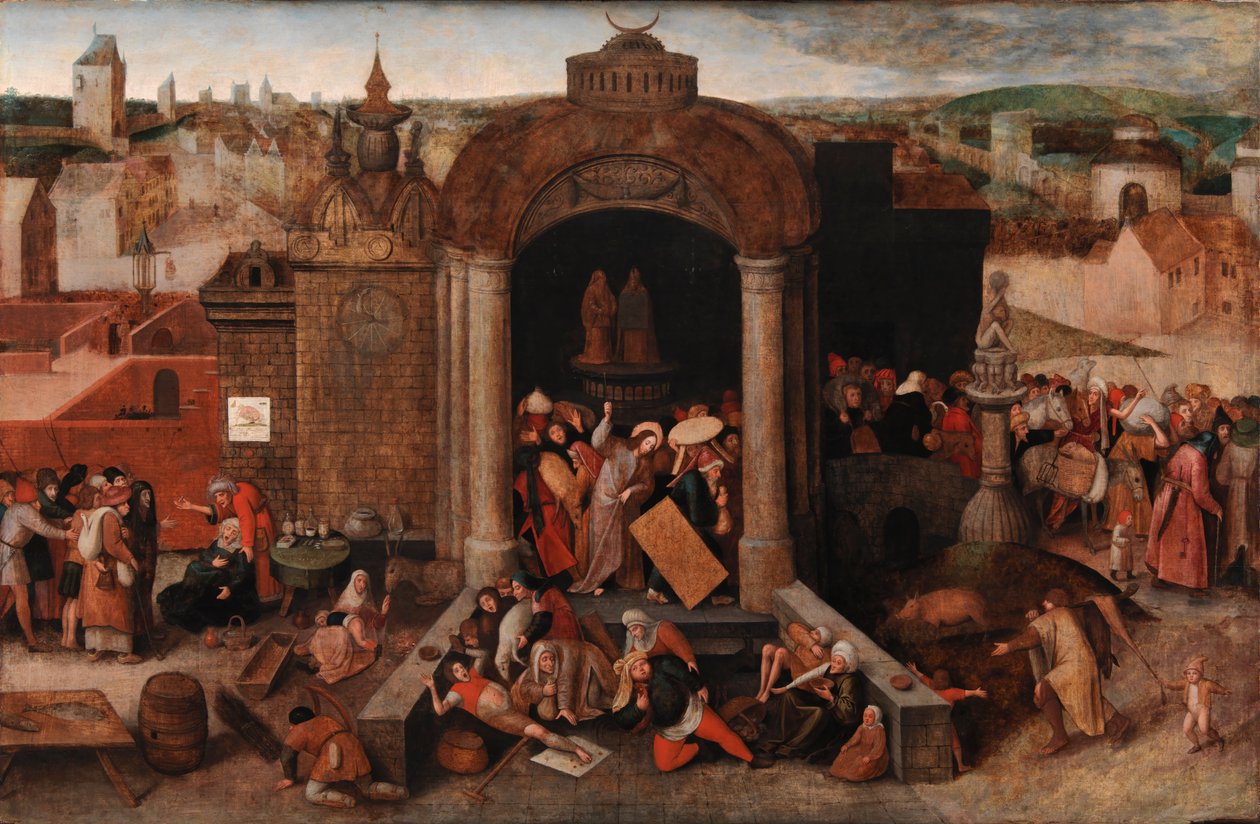 Kristus driver ut kjøpmennene i templet av Pieter Bruegel the Elder