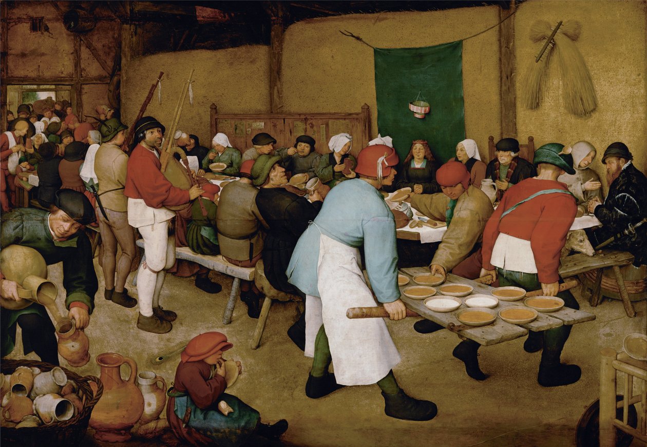 nBondebryllupet nDeutsch: Die Bauernhochzeit.nFrancais: Le Repas de noce.nNederland: De Boerenbruiloft.n: n av Pieter Bruegel the Elder
