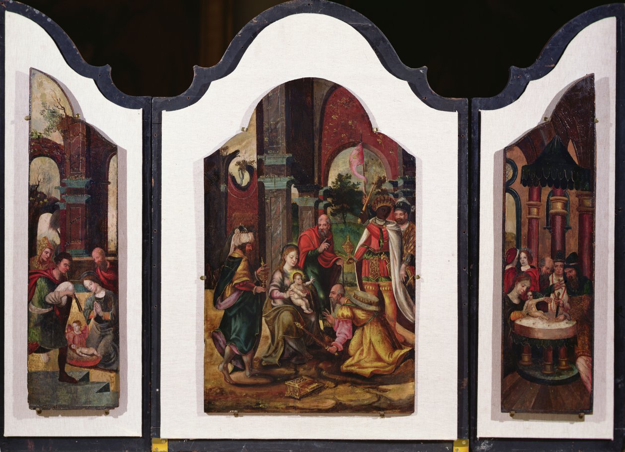 The Adoration of the Magi (se 101585 for recto) av Pieter Coecke van Aelst
