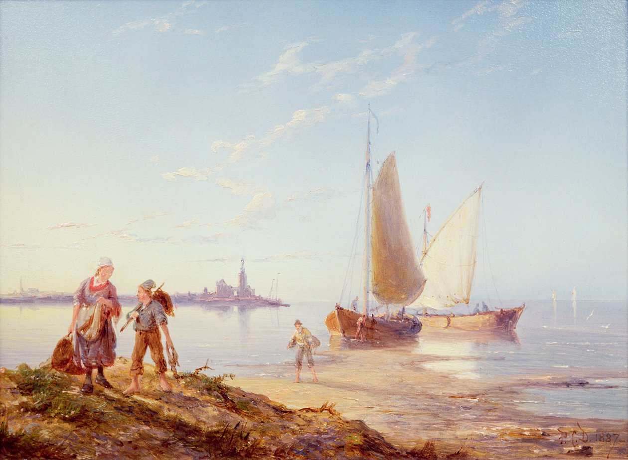 Fiskebåter utenfor kysten, 1887 av Pieter Cornelis Dommerson