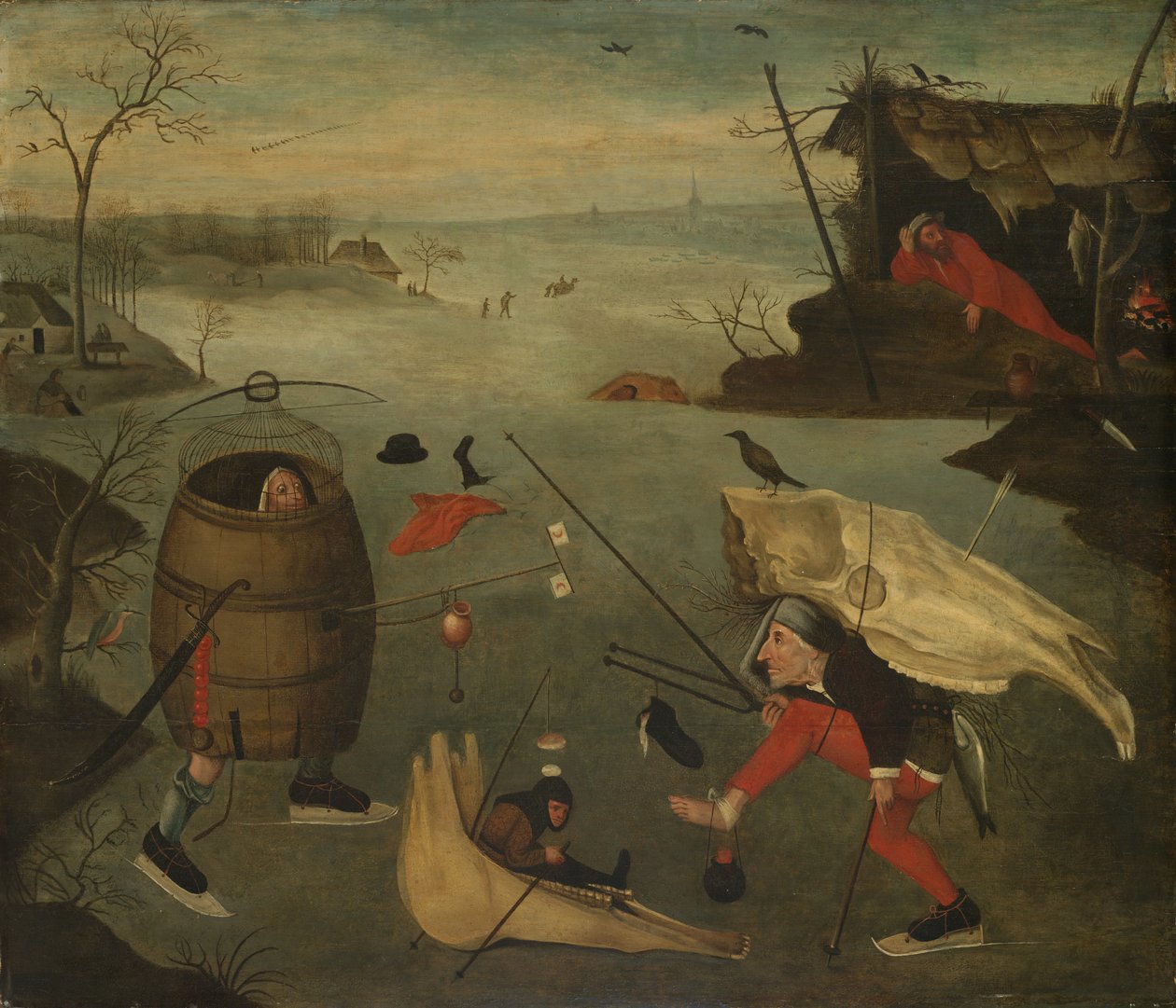Grotesk duell på isen, ca. 1560 av Pieter Huys