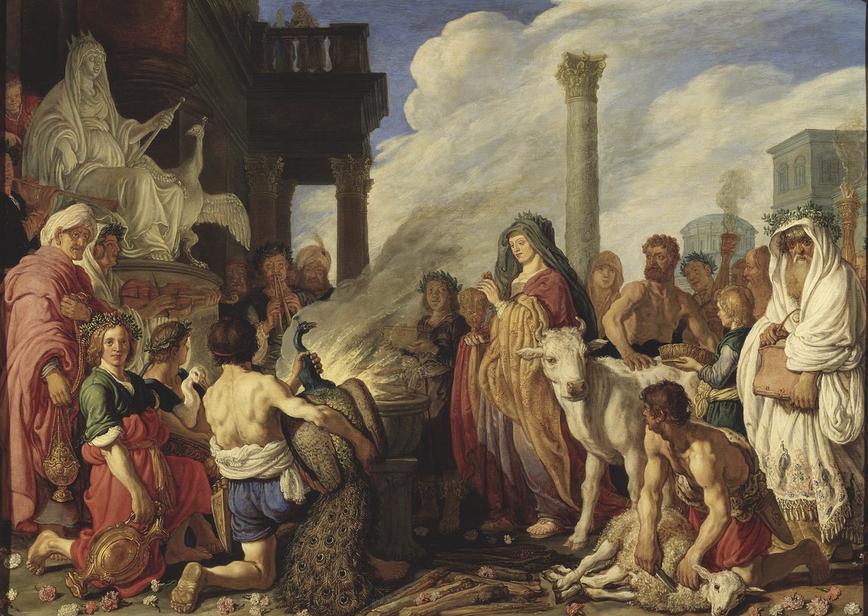 Didos Sacrifice to Juno, 1630 (olje på eik) av Pieter Lastman