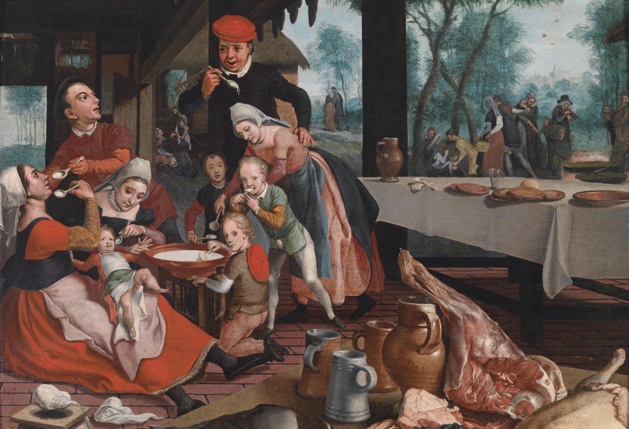 En familie som spiser rispudding av Pieter Pietersz the Elder