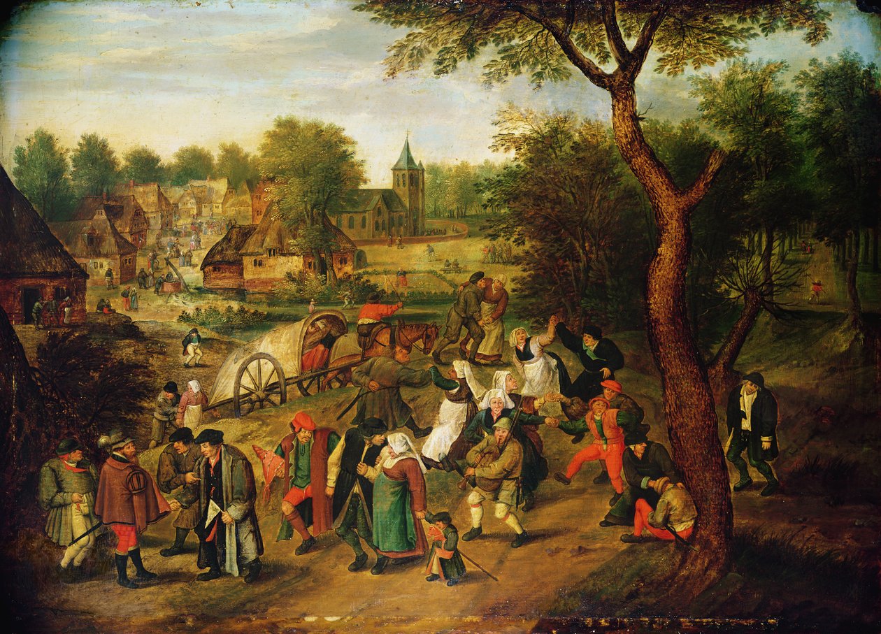 En scene i utkanten av en landsby av Pieter Brueghel the Younger