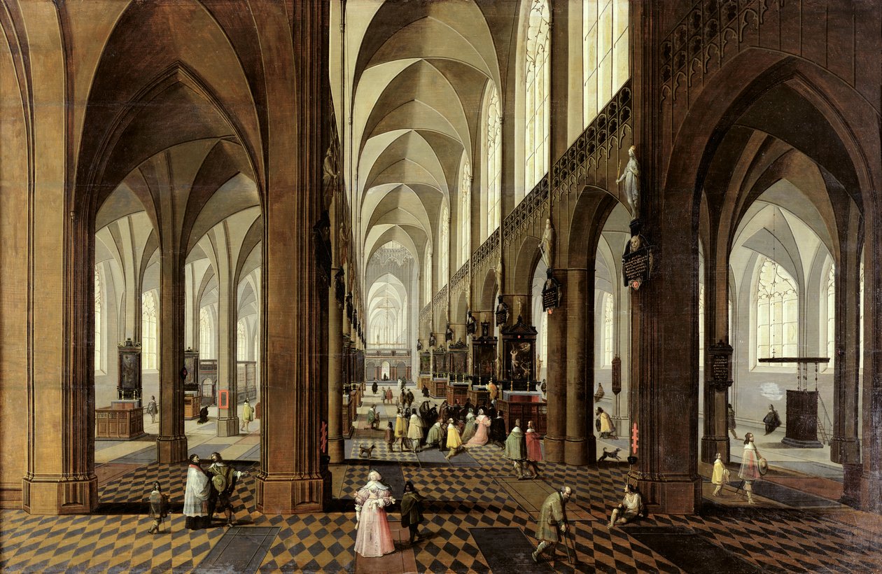 Interiør av katedralen i Antwerpen, ca. 1650 av Pieter the Younger Neeffs
