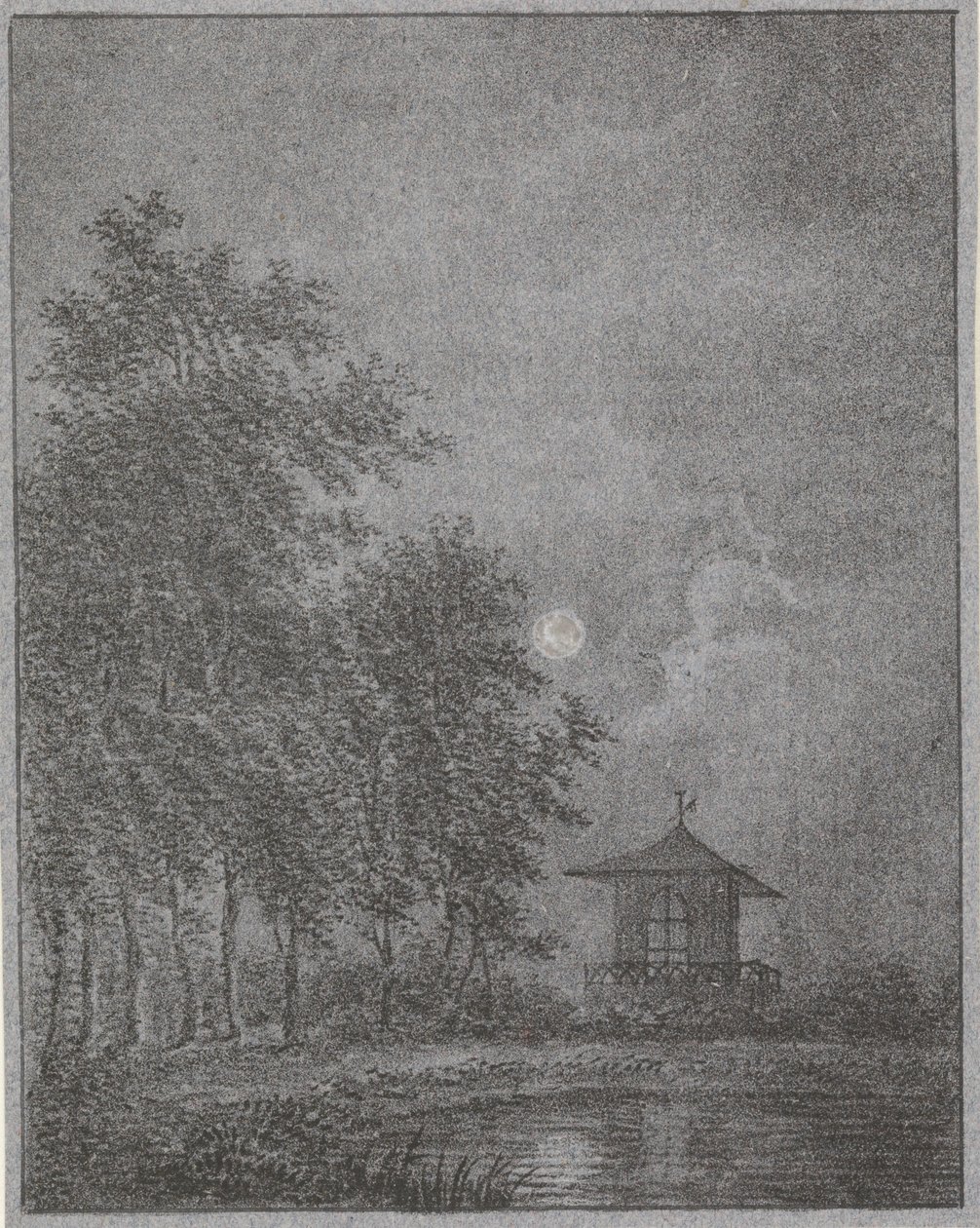 Hage ved måneskinn av Pieter Bartholomeusz. Barbiers