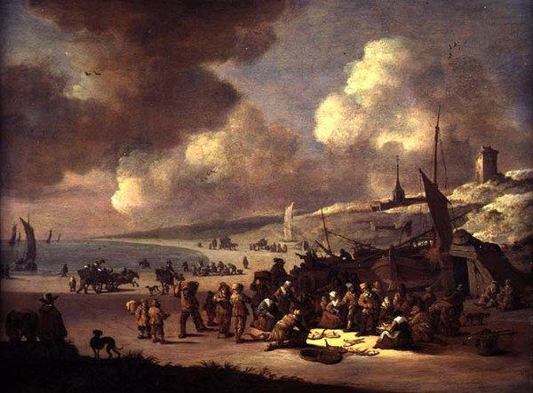 Kysten ved Scheveningen (olje på panel) av Pieter Bouts