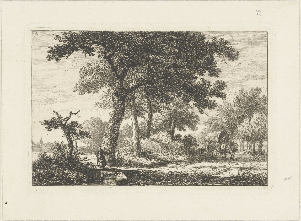 Landskap med overbygd vogn Vannlandskap (serietittel) av Pieter Casper Christ