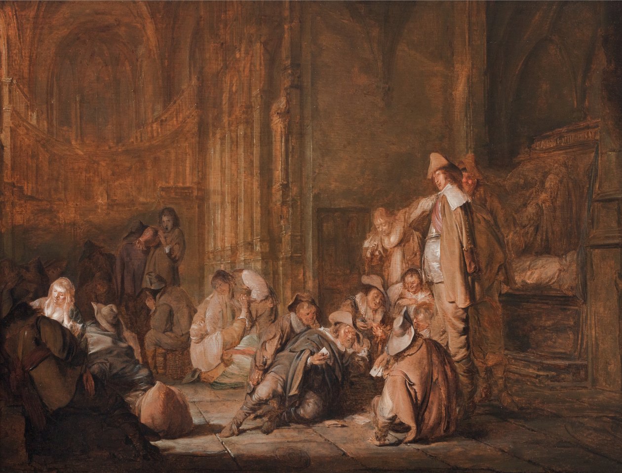 En vaktromsscene i en kirke av Pieter Codde