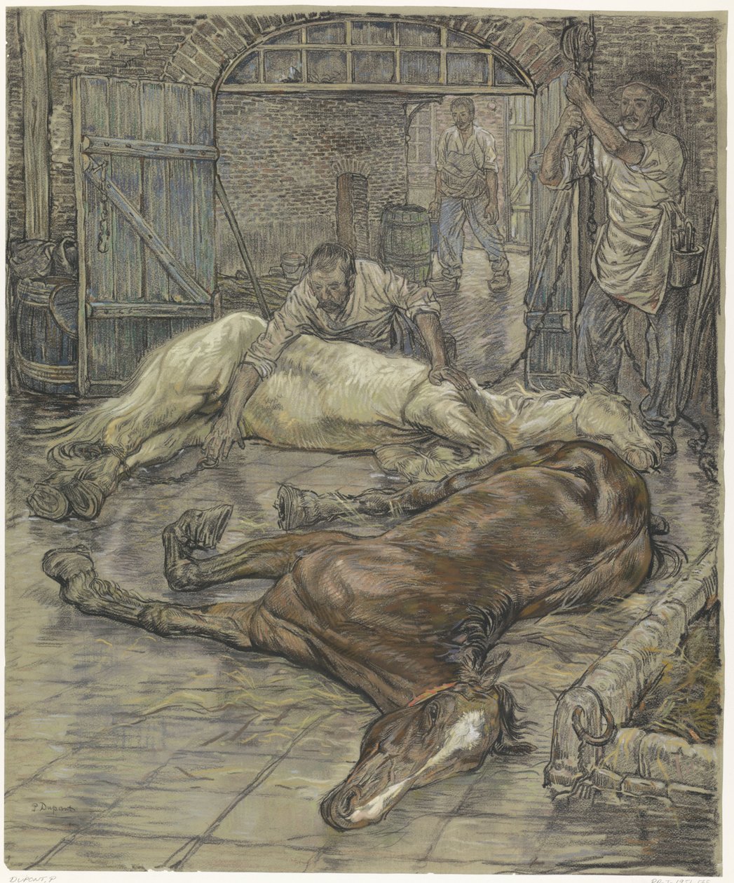 Slakting av to hester av Pieter Dupont