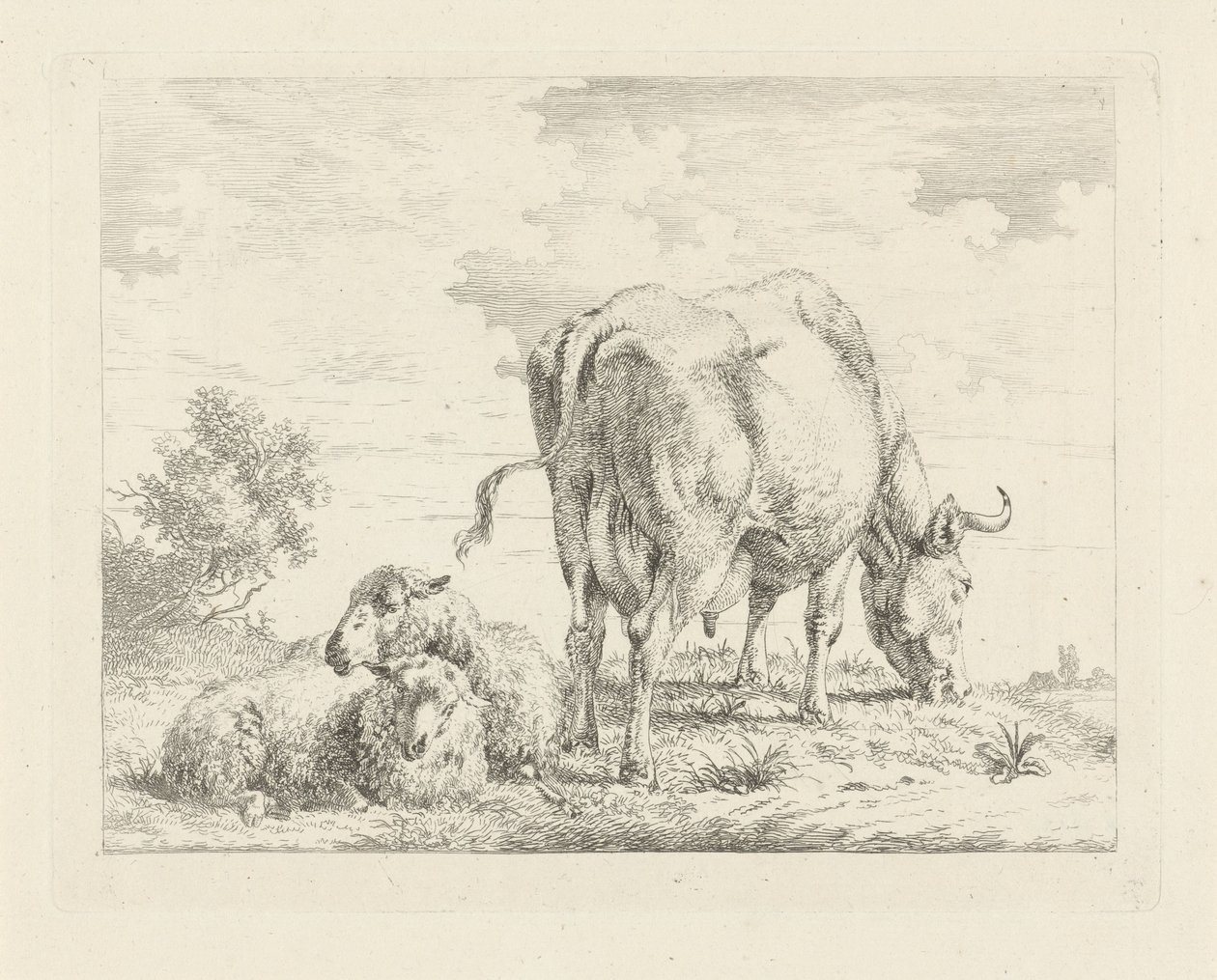 Ku med to sauer av Pieter Gerardus van Os