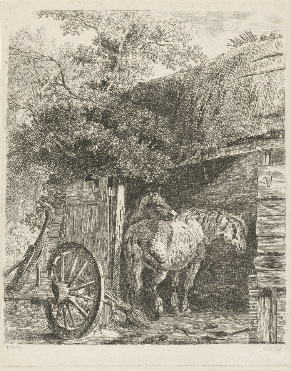To hester i en låve av Pieter Gerardus van Os