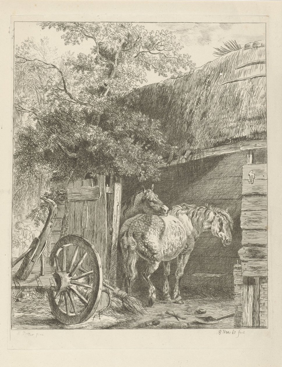 To hester i en låve av Pieter Gerardus van Os