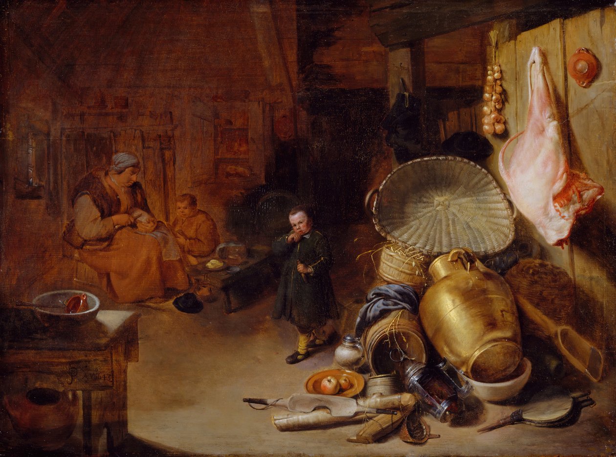 Interiør med figurer, 1643. av Pieter Jacobsz. Duyfhuijsen