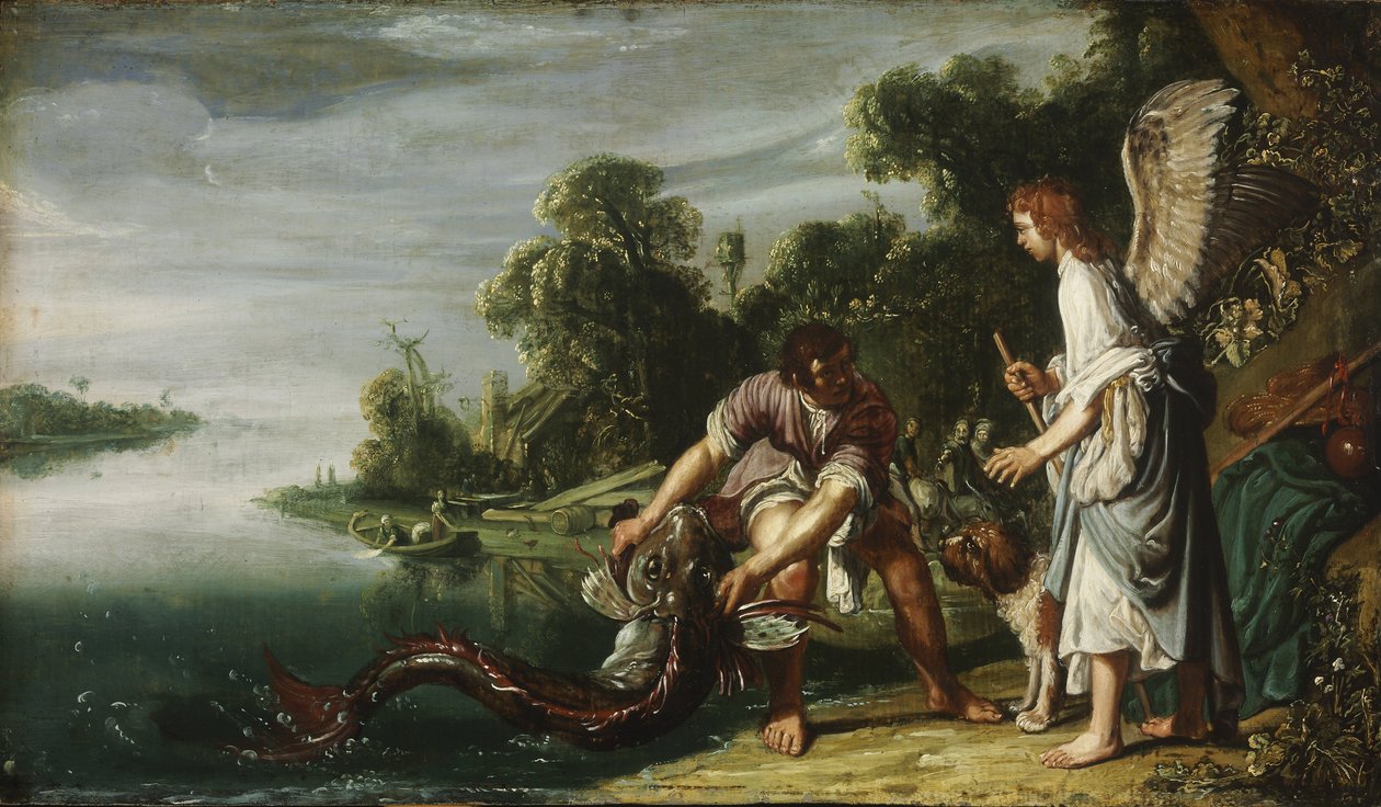 Engelen og Tobias med fisken av Pieter Lastman