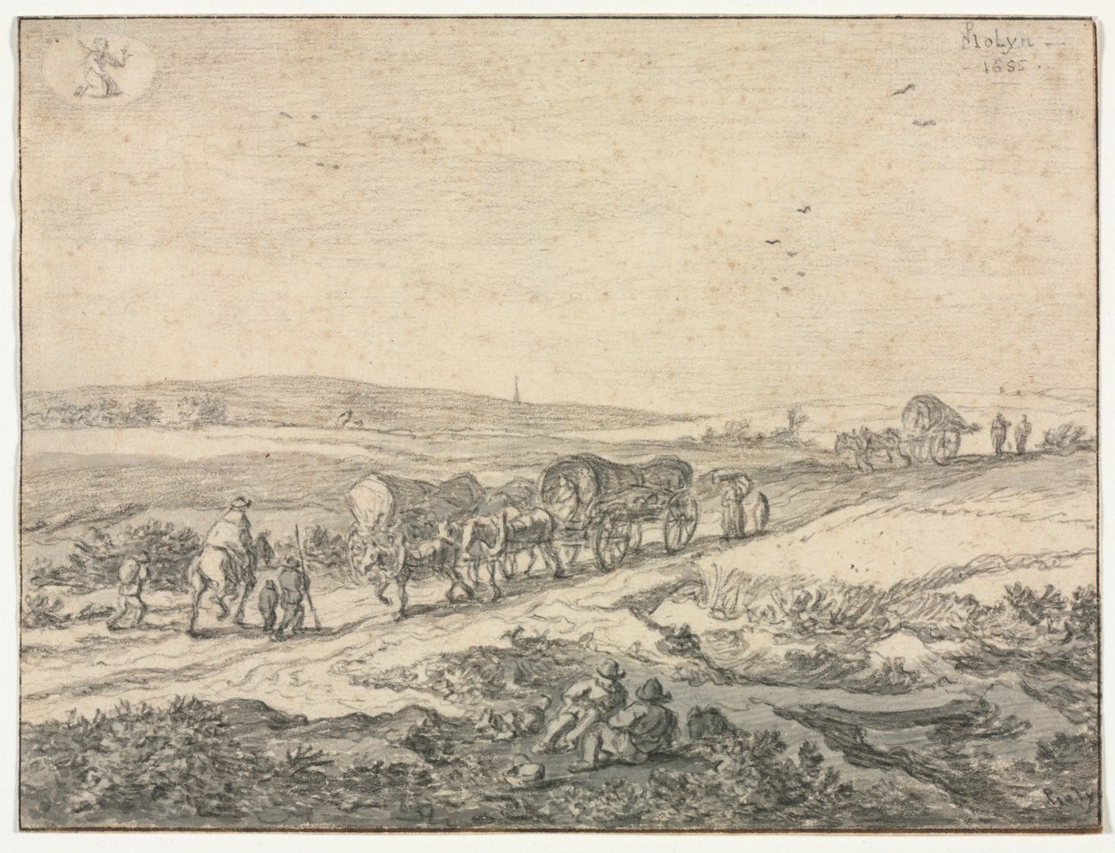 august: Landskap med vogner av Pieter Molyn