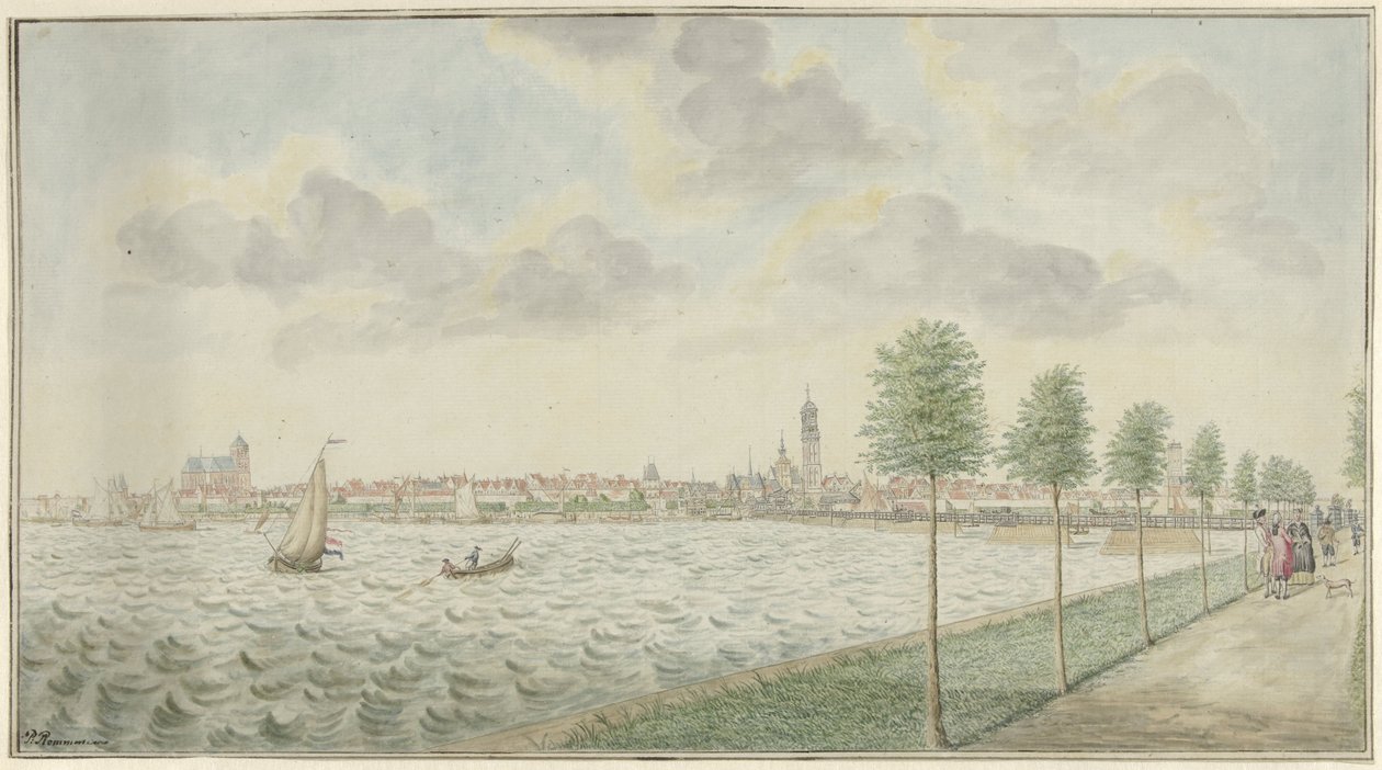Utsikt over Kampen fra elvesiden av Pieter Remmers