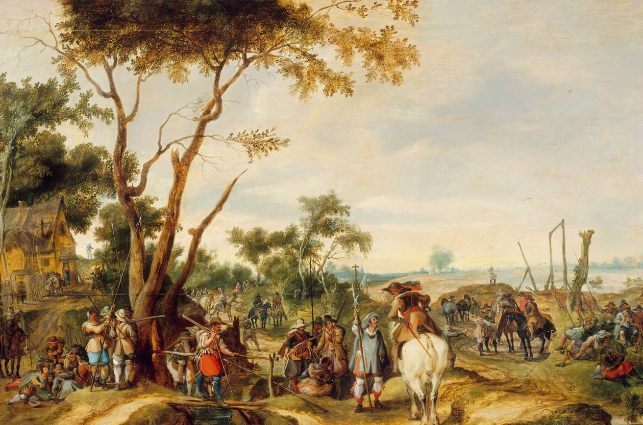 Soldater bivuakk. av Pieter Snayers
