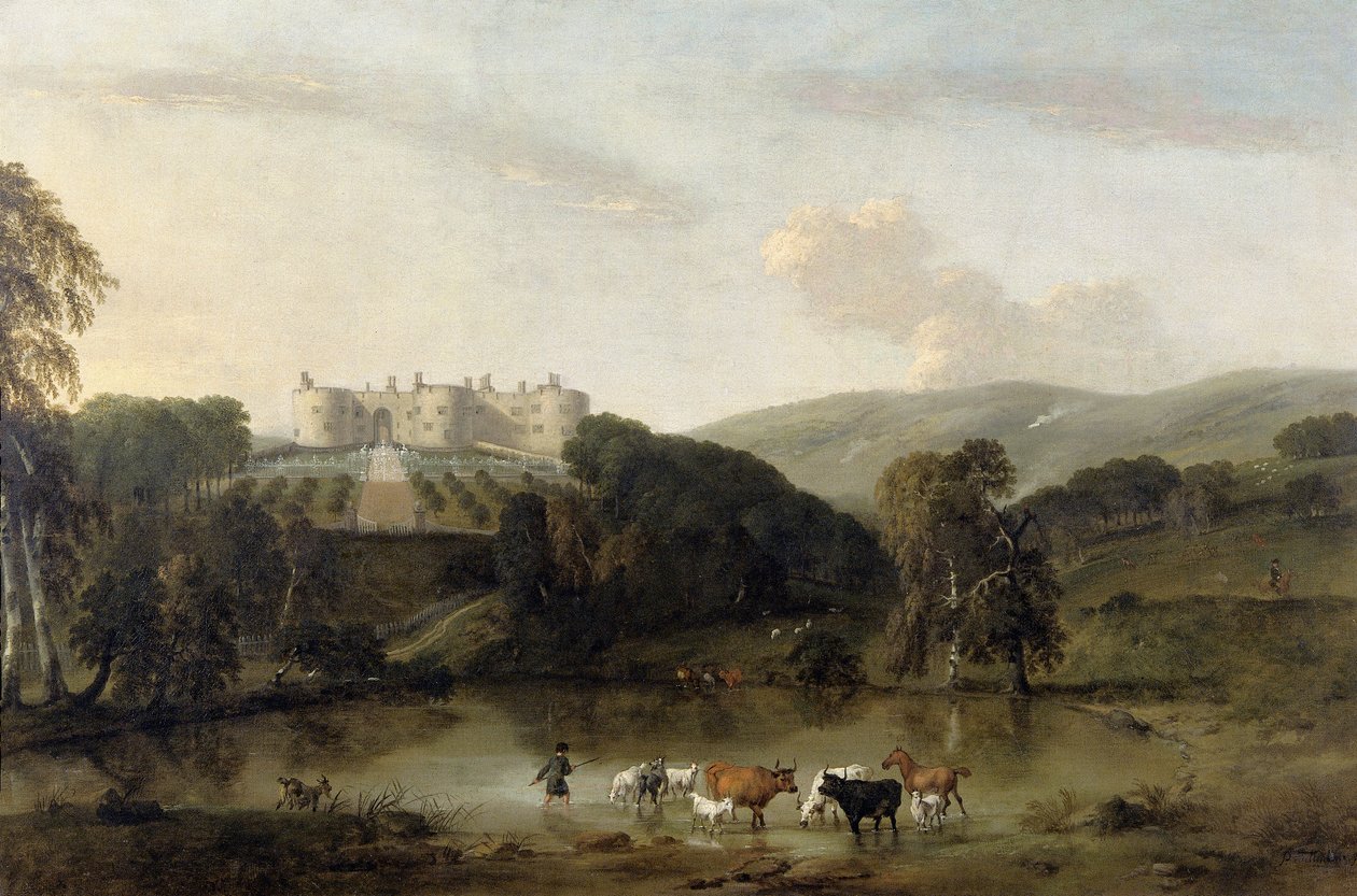 'Chirk Castle fra nord', 1704-1734 av Pieter Tillemans
