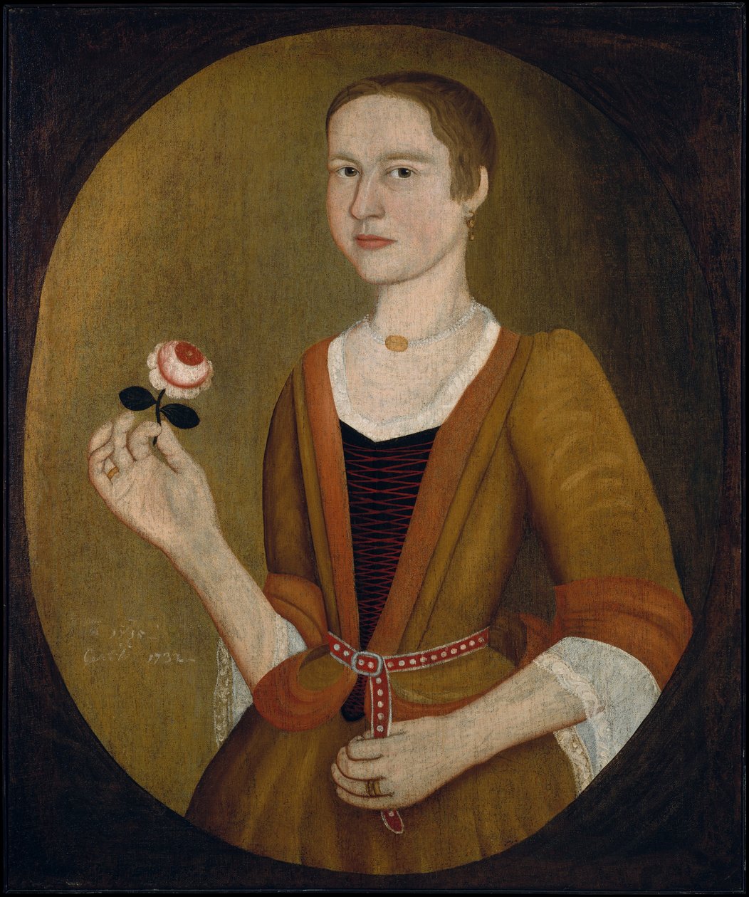 Ung dame med en rose, 1732. av Pieter Vanderlyn